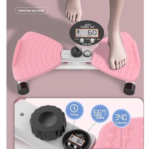 Flexforge Pilates Twister, FlexForge Core Trainer, Waist Reformer Set, Flex Forge Pilates Twister - Silent Train, 300lbs Capacity, Non-Slip Twist Board, 360° Rotating Fitness Board for Unisex (Digital Display-Pink)