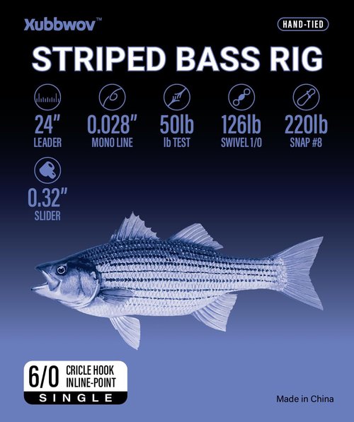 Xubbwov Striped Bass Rig 6/0 Circle Hook 6 pcs