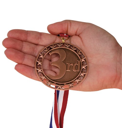 Hodges Badge Company - Large 3 Pack Award Medals - Gold, Silver & Bronze 1st, 2nd, 3rd Place Medals with Red, White & Blue Neck Ribbons – Metal Award Medals for Sports, Competitions & Events