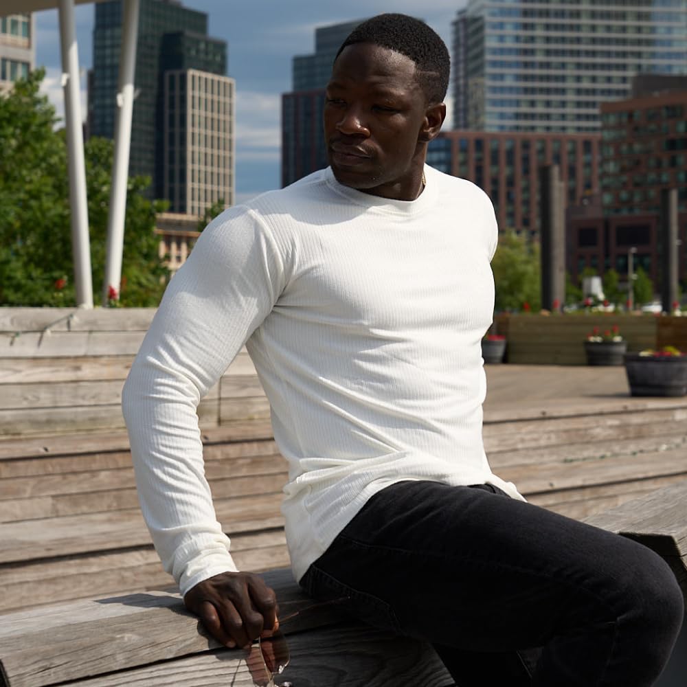 The Argo Ultra Soft Long Sleeve T-Shirt for Men - Order a Size Up, White/XL