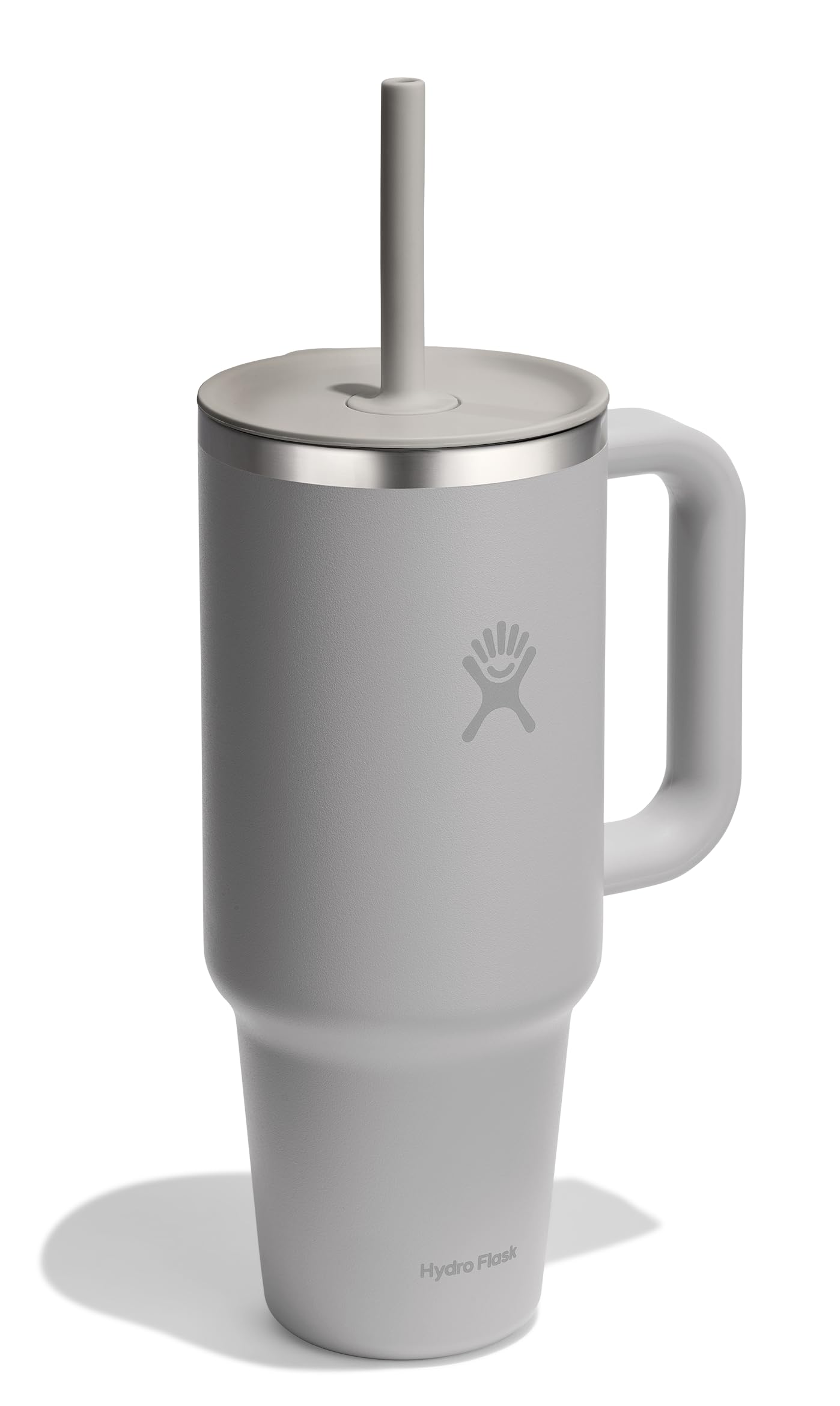 Hydro Flask Travel Tumbler with Handle, Lid and Straw - Insulated Stainless Steel in 40 Oz Tonal Birch Gray