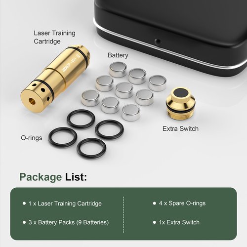 Vstranics 380ACP Laser Training Cartridge Dry Fire Training System with Rubber Snap Cap, O-Rings and 3 Set Batteries for Dry Fire Practice and Shooting Training