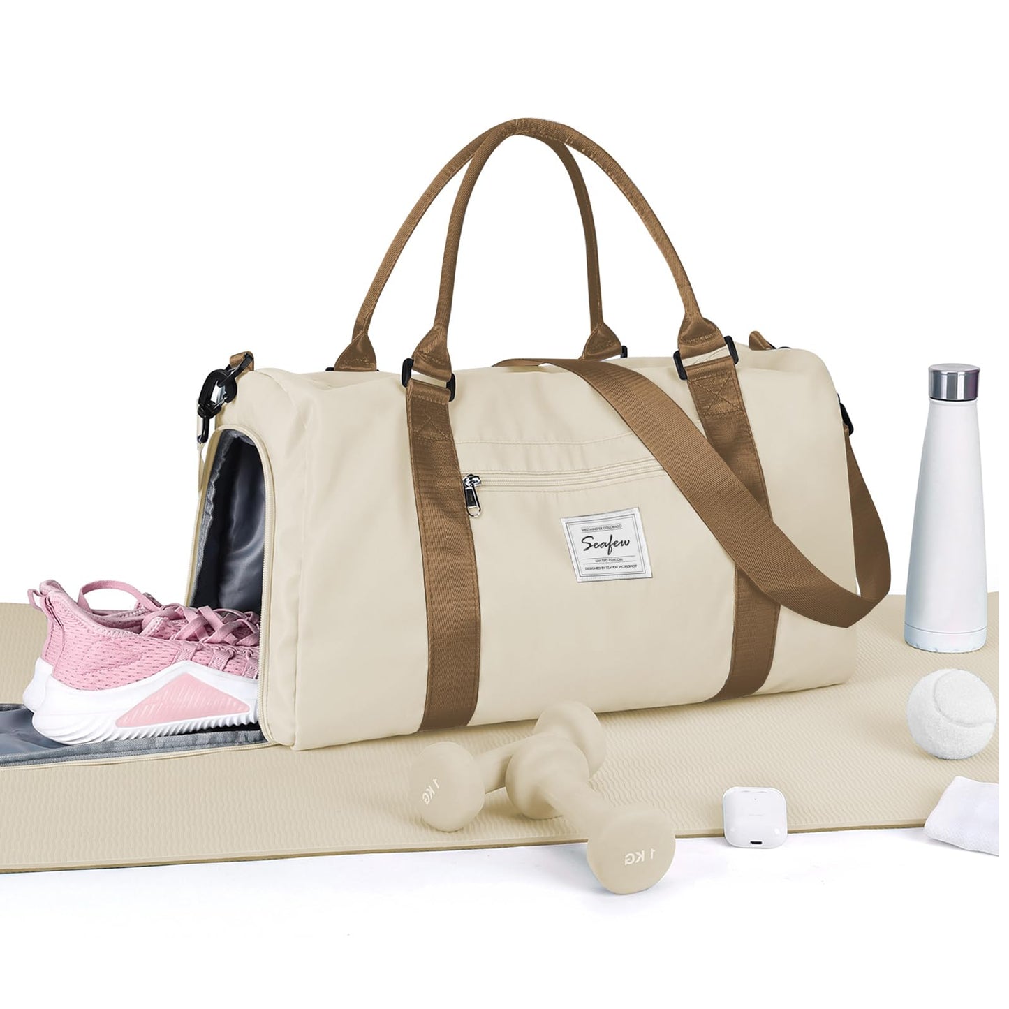 Gym Bag Womens Mens with Shoes Compartment and Wet Pocket Travel Duffel Bag for Women for Plane Sport Gym Tote Bags Swimming Yoga Small Waterproof Weekend Overnight Carry on Bag Hospital Holdalls
