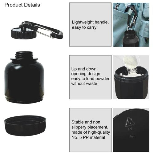 Protein Powder Container with Durable Keychain -Portable Protein Powder Supplement Funnels with Keychain-Portable Protein Powder Container to go for The Gym,Workouts,Fitness,and Travel Big&Small 2PCS