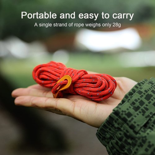 Smithok 8 Pack 4mm Guy Lines Ultralight Tent Cords with Aluminum Adjuster Tensioner Outdoor Camping Guylines Ropes for Tent Tarp,Climbing,Hiking Backpacking (Army-Green)