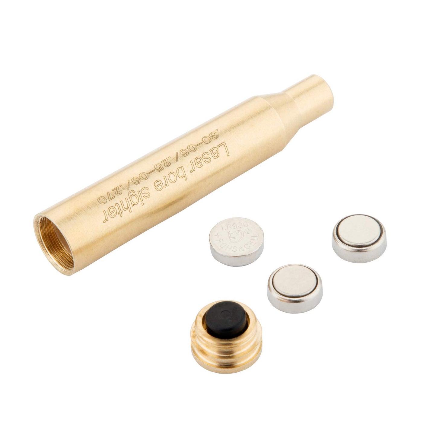 Laser Bore Sight for .30-06/25-06/270 Cartridge Hunting Red Dot Boresighter with 6 Batteries（2 Set Batteries）