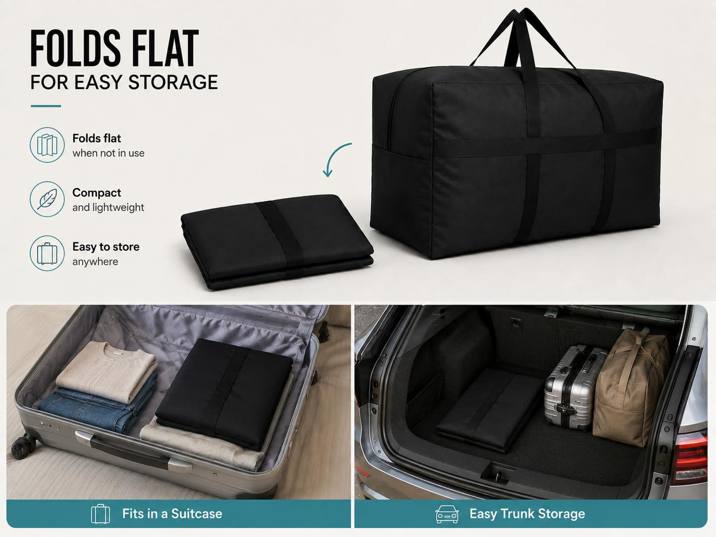 YiKitHom Extra Large Storage Duffle Bag for Travel, Black Oversized Giant Big Traveling Duffle Bag