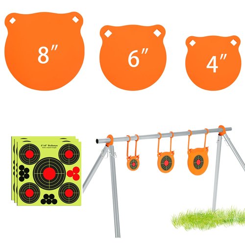 GADFISH AR500 Steel Target Combo Set, 3/8" Gong Target Hanging Kit, Outdoor Hanging Gong Targets with 10 Pcs Paper Targets, Complete AR500 Steel Kit Fit for 1 Inch OD EMT Conduit(Without Metal Stand)