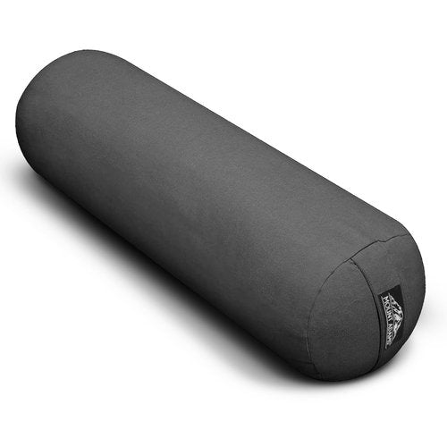 Mount Adams 28" x 9" Large Round Yoga Bolster for Restorative Yoga - 100% Cotton Massage Bolster Pillow with Handles - Dense, Firm Yoga Pillow and Cushion for Home or Studio, 1 Pack, Charcoal