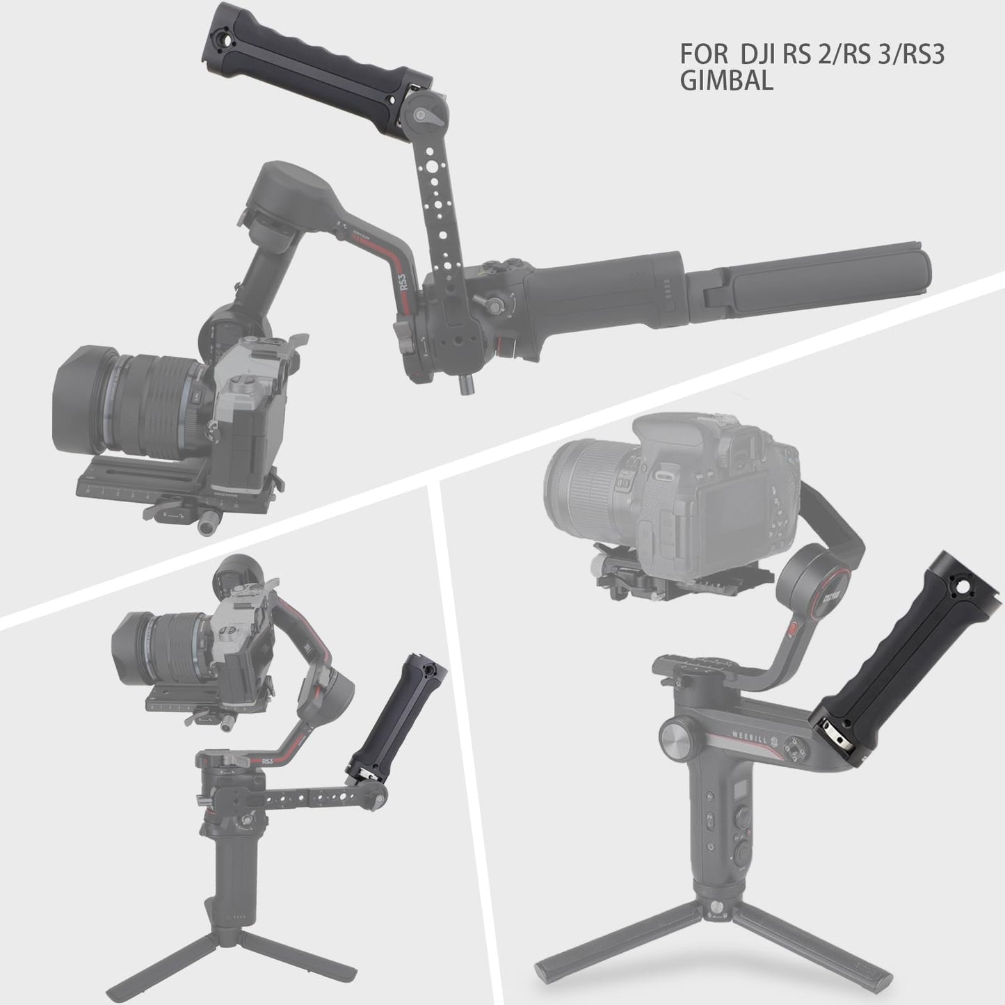 LEFTFOTO Sling Handgrip Handle for DJI Ronin DJI RS2/RSC2/RS3 / RS3 Pro/ RS3 Mini/ZHIYUN WEEBILL-S Gimbal Stabilizer,Extended Silicone Grip in Briefcase Mode, with Anti Twist Pins,Quick Installation