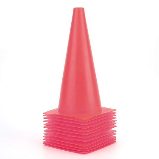 Fragraim 12 Inch Red Traffic Training Cones, Plastic Safety Parking Cones, Agility Field Marker Cones for Soccer Basketball Football Drills Training, Outdoor Sport Activity & Festive Events - 12 Pack