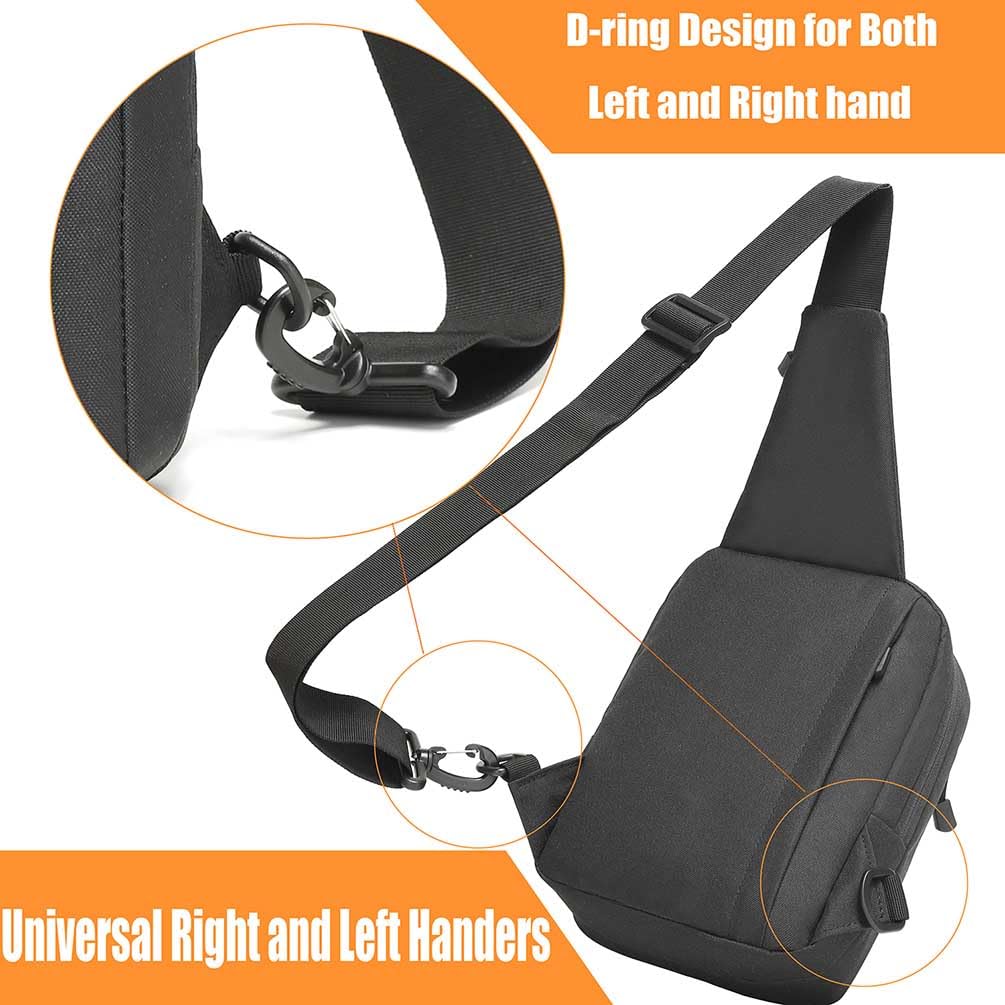 VTACOUTV Concealed Carry Gun Bag for Men & Women, Sling Pistol Bag for Handguns CCW Shoulder Bag Tactical Crossbody Chest Pack Range Bags with Holster (Black of Left and Right Hand)