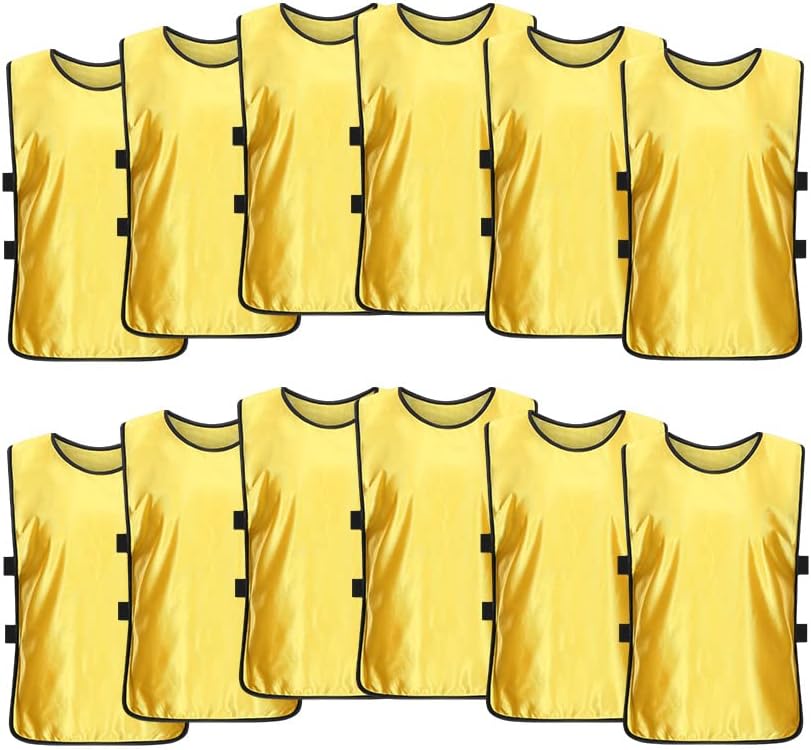 12 Pack Scrimmage Training Vest, Sports Pinnies, Practice Jerseys, Practice Vest for Adult Youth Kids.