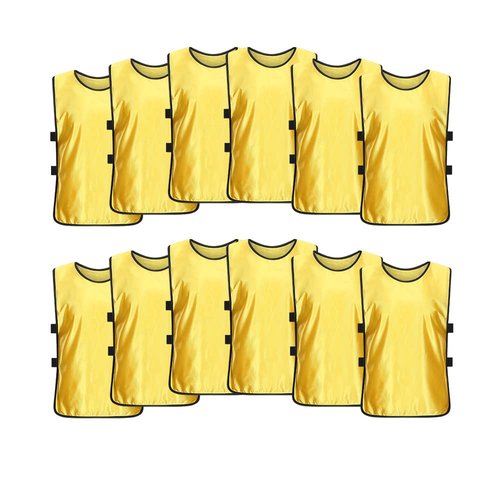 SHIJIXING 12 Pack Scrimmage Training Vest, Sports Pinnies, Practice Jerseys, Practice Vest for Adult Youth Kids. (Large, Yellow)