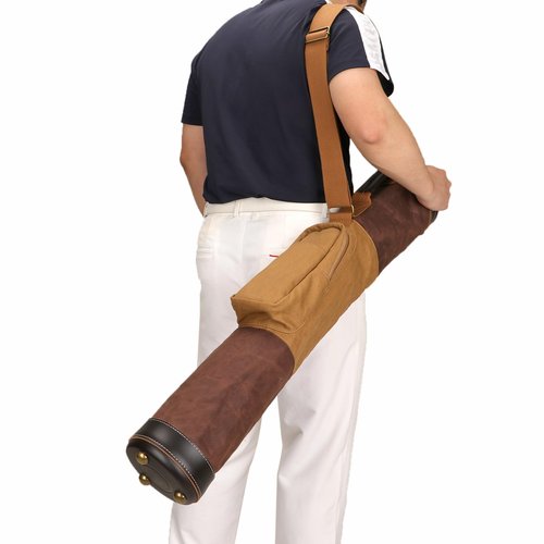 TOURBON Canvas Leather Golf Carry Bag Driving Range Mini Course Training Practice Golf Club Case