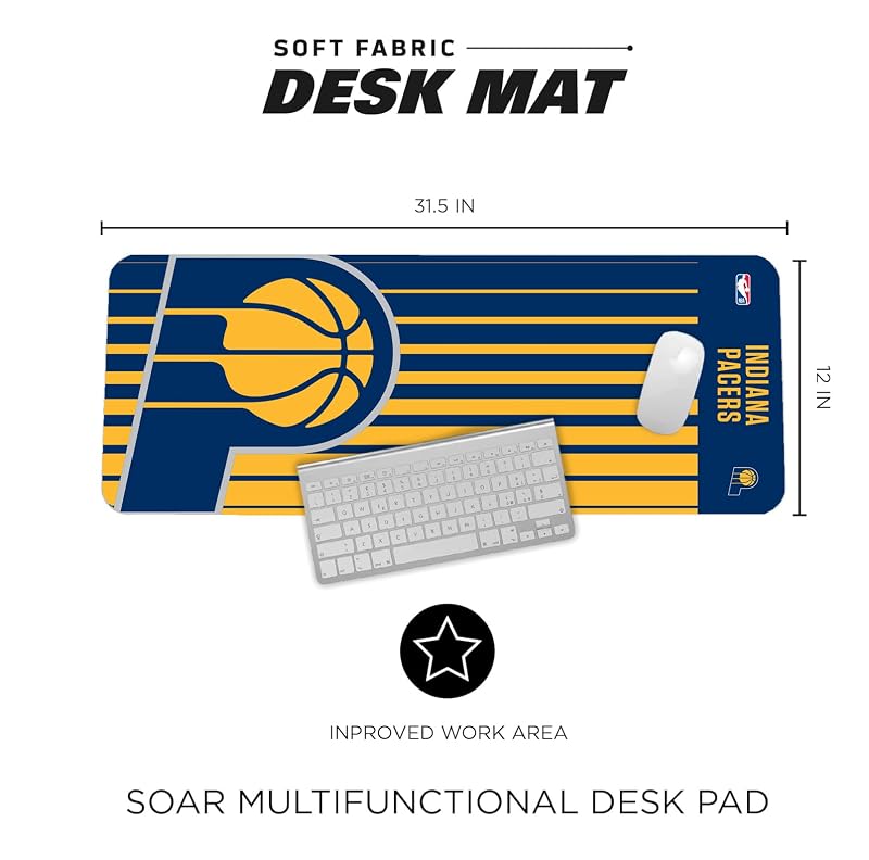 Indiana Pacers NBA Desk Mat 31.5 x 12in — Ultra-Soft Desk Pad with Non-Slip Backing