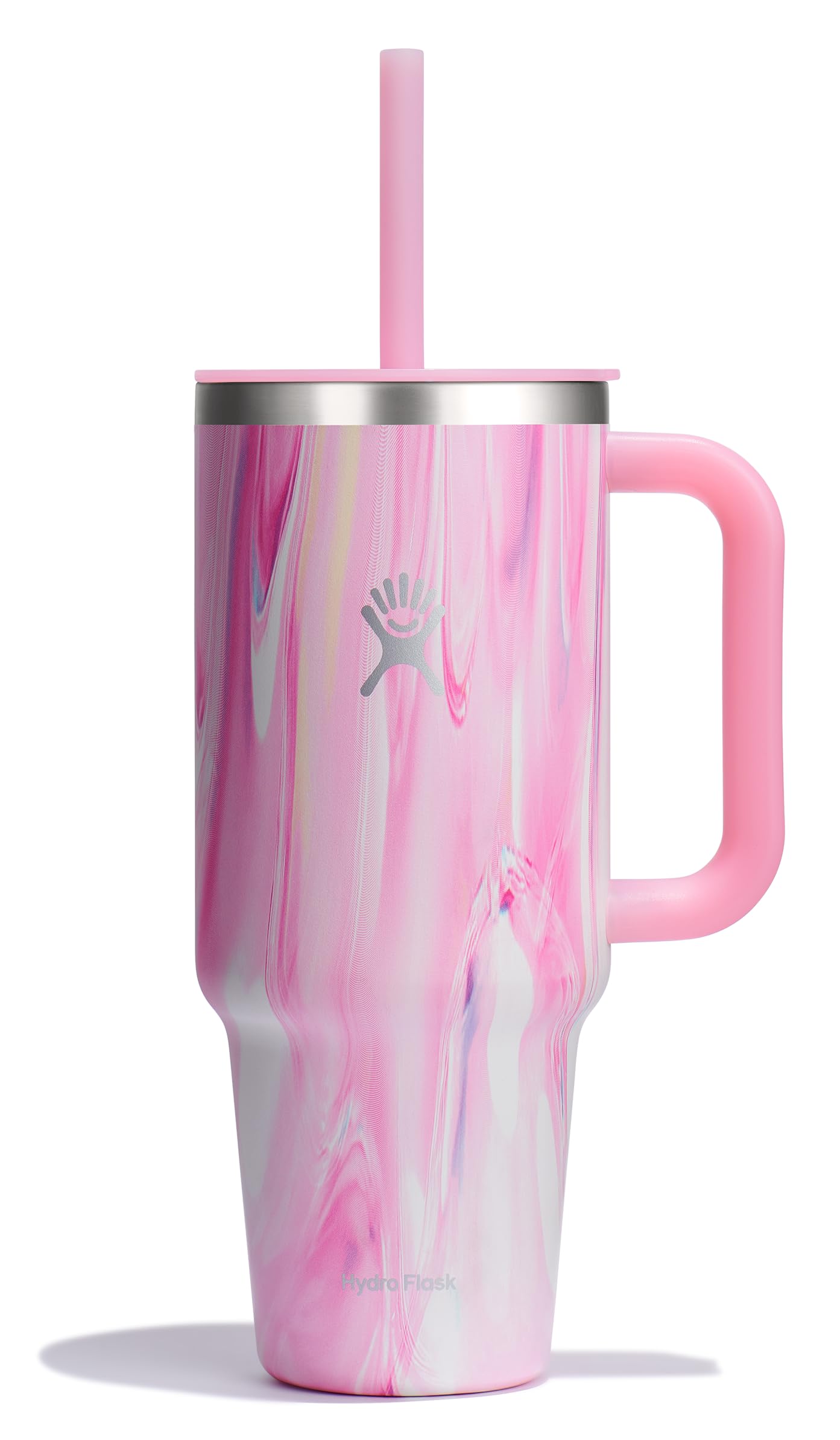 Hydro Flask 40 Oz Travel Tumbler with Handle, Lid and Straw - Insulated Stainless Steel in 40 Oz Jelly Pink