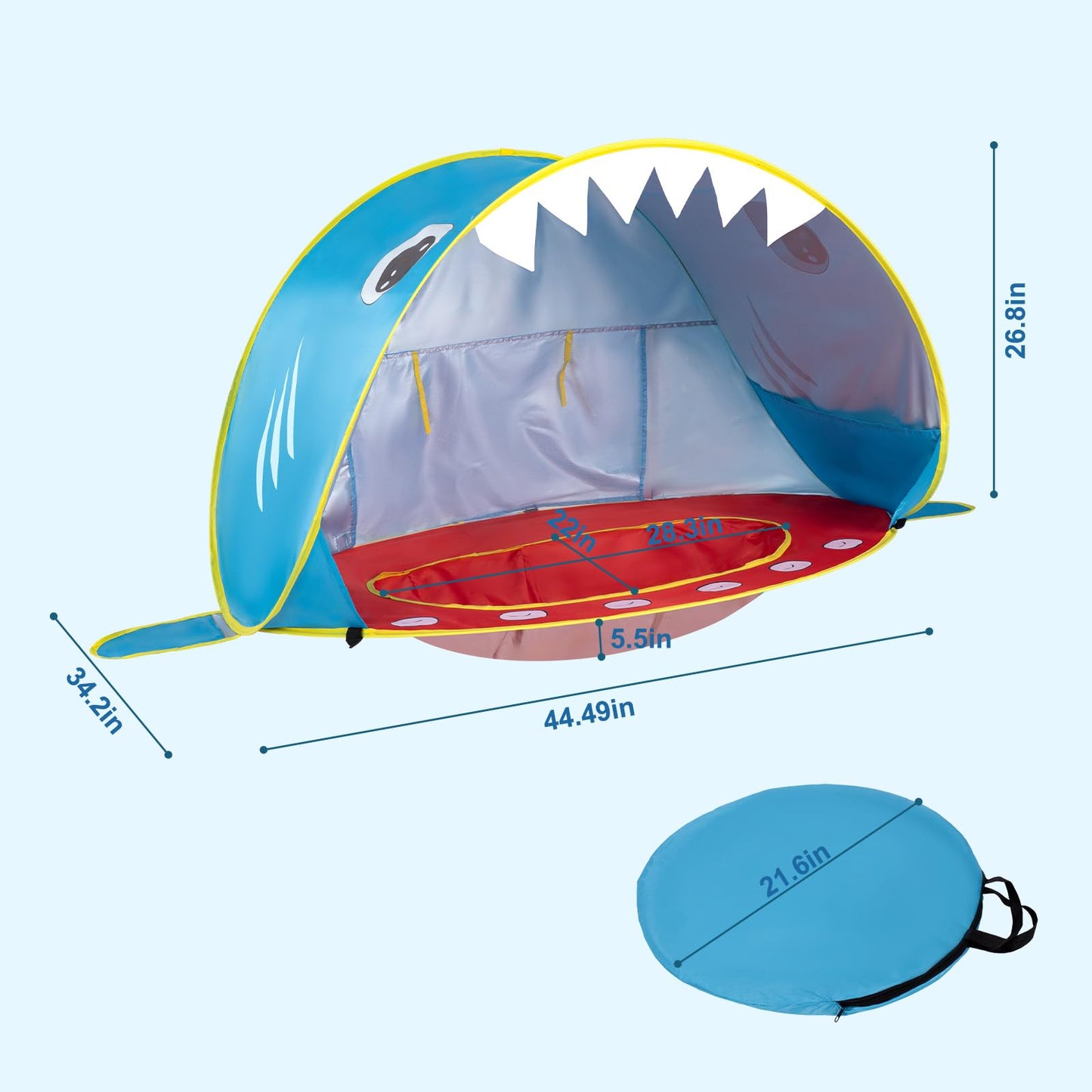 Elfzone Baby Beach Tent Pop Up Sun Shade Portable UV Shelter Shark