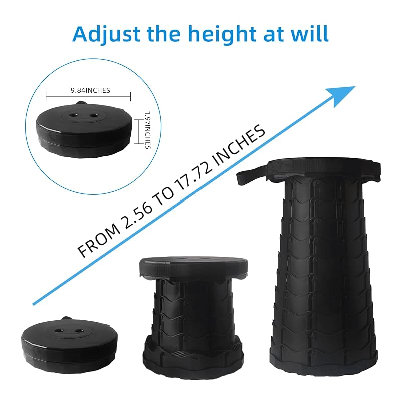 440 lb Capacity Portable Folding Camping Stool with Adjustable Height