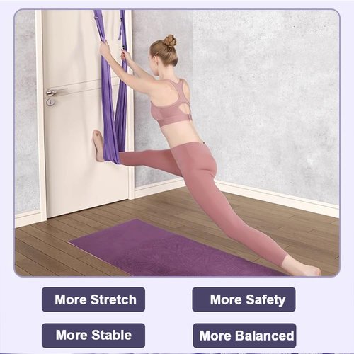 Elfzone Dance Stretching Equipment - Yoga Strap, Backbend Training Yoga Stretching Rope with Door Anchor, Flexibility Trainer Stretching Equipment Assist Stretch Strap for Fitness Gymnastics Dance Aerial Yoga Ballet
