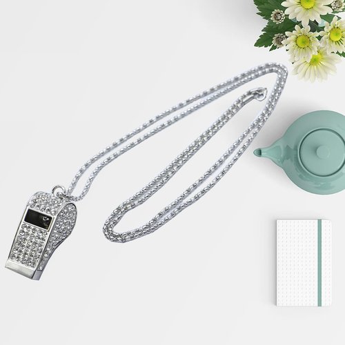Draduo Whistle,Bling Whistle,Metal Crystal Rhinestone with Keychain for Coach/Referee/Training/Lifeguard/Teachers (Sliver)