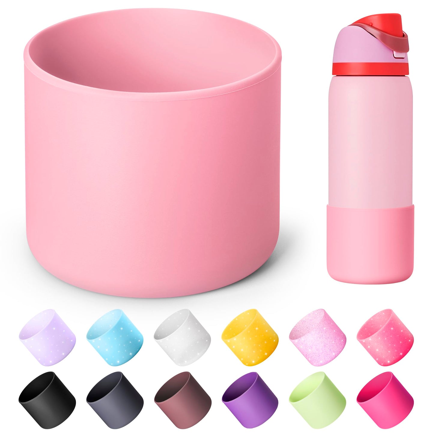 Diumepo Silicone Boot for 32 oz Owala Water Bottles, Anti-Slip Protective Sleeve for Owala Twist & FreeSip & Flip Insulated Water Bottle, Boot Bottom Base for Owala (Pink)