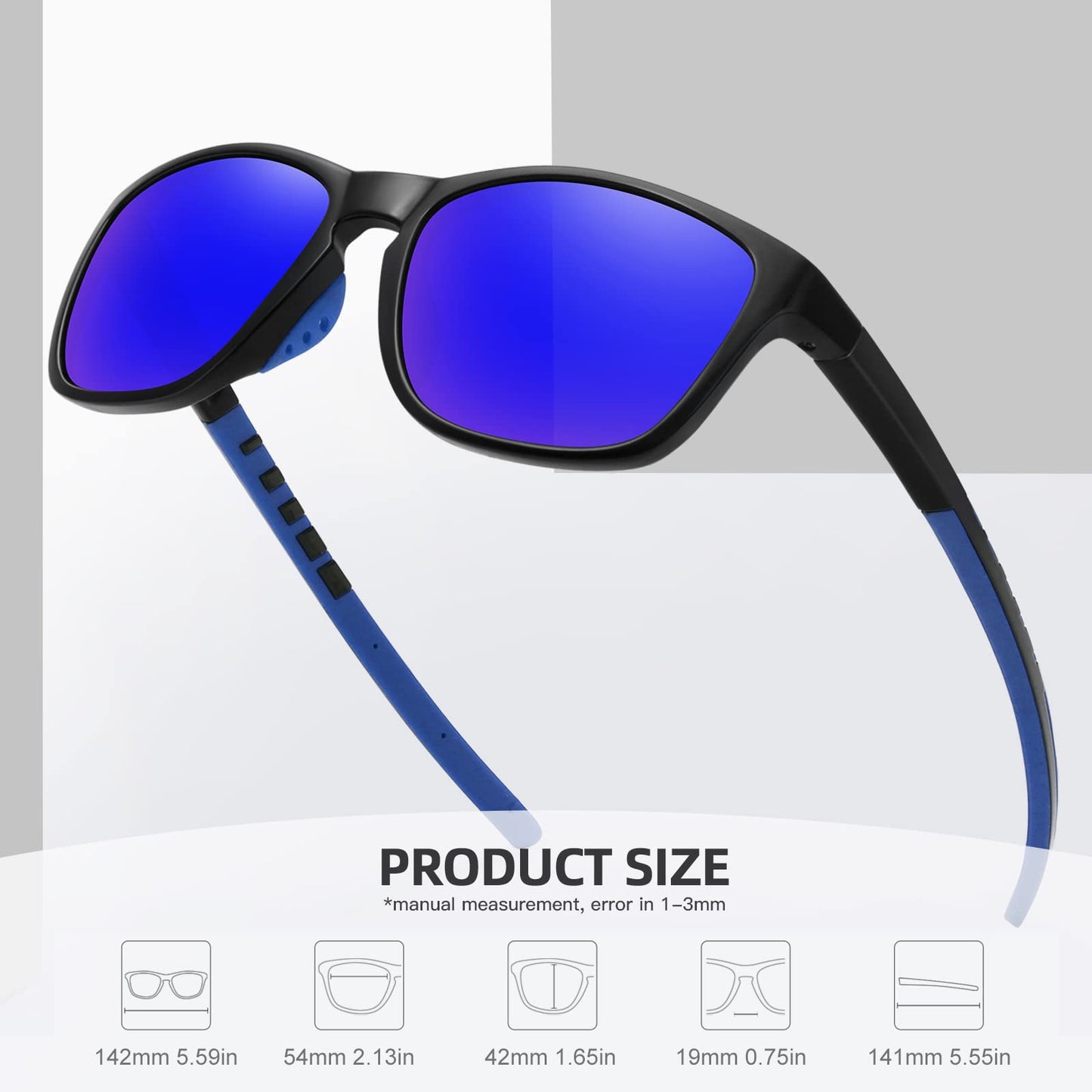 MEETSUN Polarized Sports Sunglasses for Women Men Driving Running Cycling Fishing Sun Glasses UV400 Protection Black Frame-Blue Mirror Lens