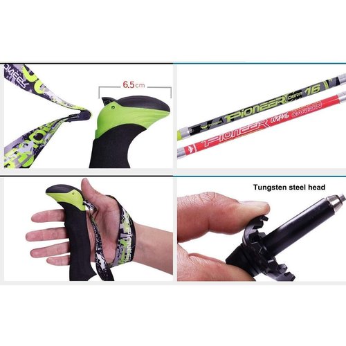Hiking Poles 7001 Super-Hard Aluminum & Carbon Fiber Trekking Poles, Lightweight, Collapsible, Includes Mud Baskets, Foot Cover & Carry Bag
