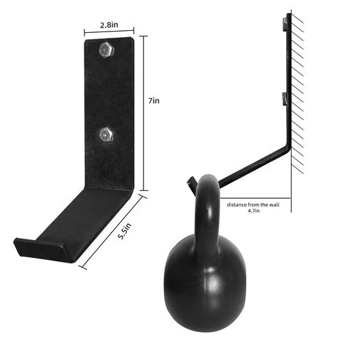Kettlebell Storage Rack Wall Mounted: Heavy Duty Kettlebells Storage Hanger for Workout Gym Home 2 Pcs