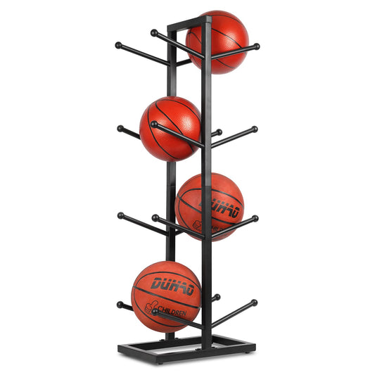Fitlyiee Basketball Organizer Iron Ball Rack for Home Garage (Black)