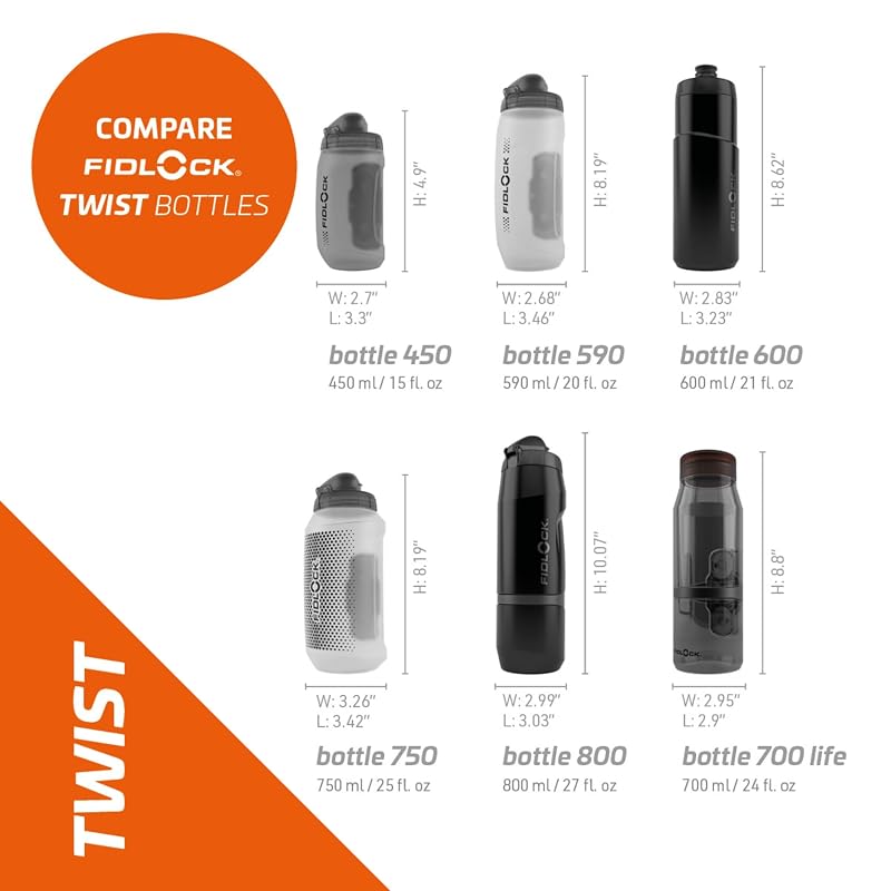 FIDLOCK Twist Single Bottle 750ml/25oz with Connector - Black