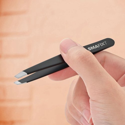 Smafixt Tweezers for Women and Men Facial hair, 2-Pack Slant and Point Precision Eyebrow Tweezers Set for Splinter and Ingrown Hair Removal