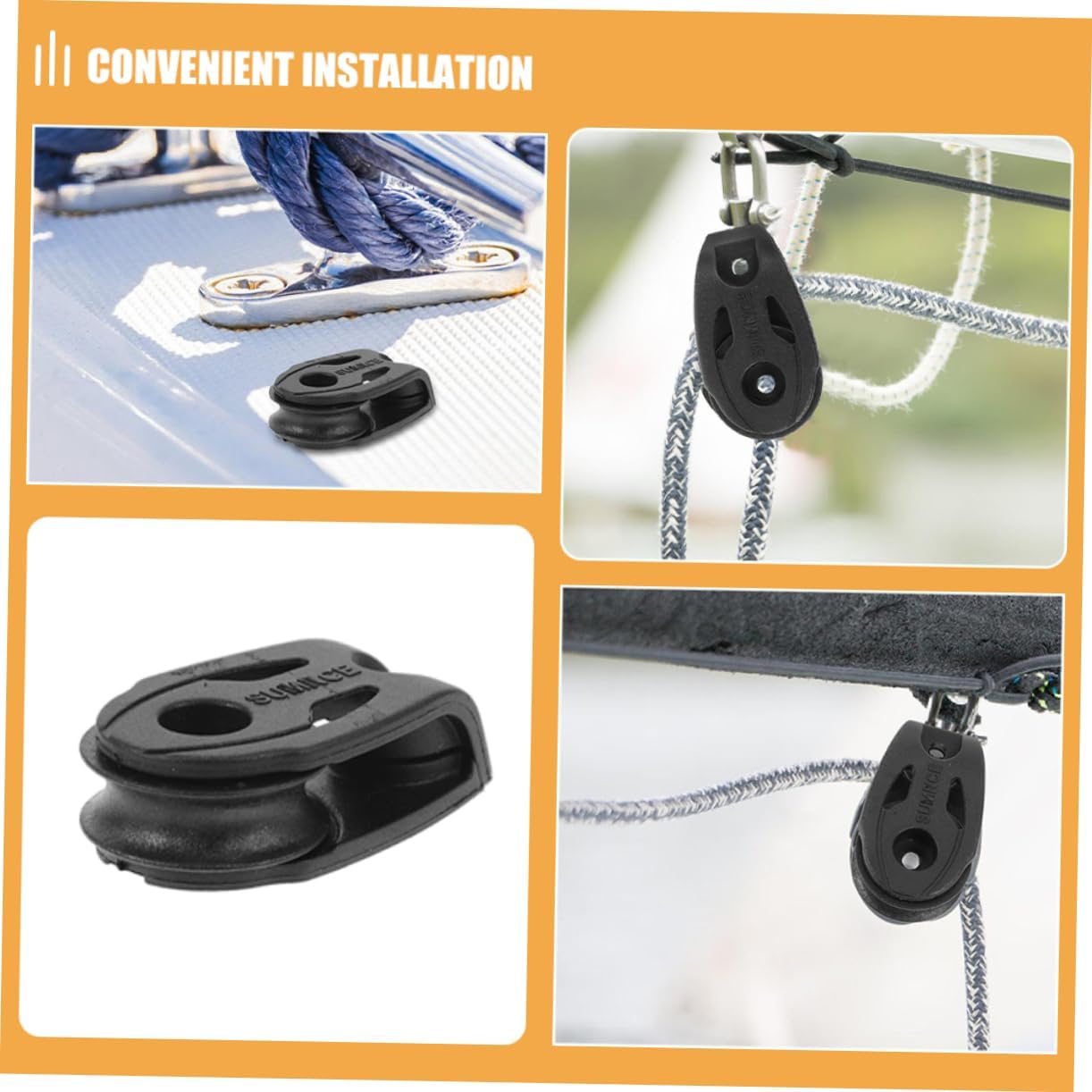 2pcs Single Swivel Pulley High-Strength Nylon Bearing Block for Kayak Sailboat and Use Easy Installation and Precision Manufacturing for Lifting and Stabilizing