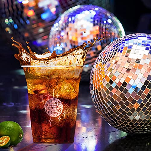 100 Pack Disco Ball Plastic Cups 12 oz Disposable Drinkware for Party and Wedding