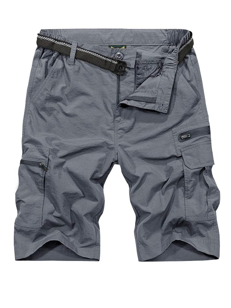 Jessie Kidden Mens Outdoor Casual Expandable Waist Lightweight Water Resistant Quick Dry Fishing Hiking Shorts (6222-Grey, 42)