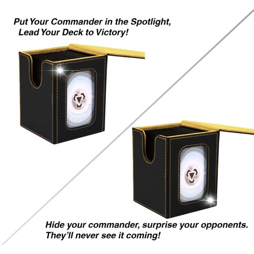 Venssu MTG Deck Box for Commander Display, Fits 100 Double Sleeved Cards, TCG Card Storage Box (Black and Wathet, 1 Window)