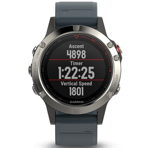 Garmin Fenix 5 - Silver with Granite Blue Band (Renewed)