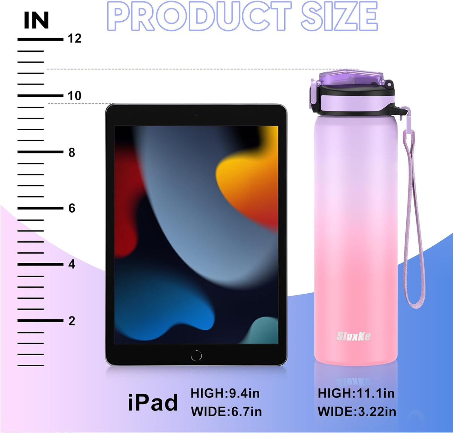 24oz Leakproof Vacuum Insulated Water Bottle, Ideal for Hot or Cold Drinks, Double wall Straw Drinking Bottle, BPA-Free, Prefect for Sport,School, Office, Fitness