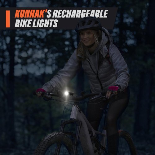 KUNHAK® Rechargeable Bike Lights, Ultra Bright Bike Lights for Night Riding, Road Mountain Bike Accessories for Kids Adults - Headlight with Tail Light