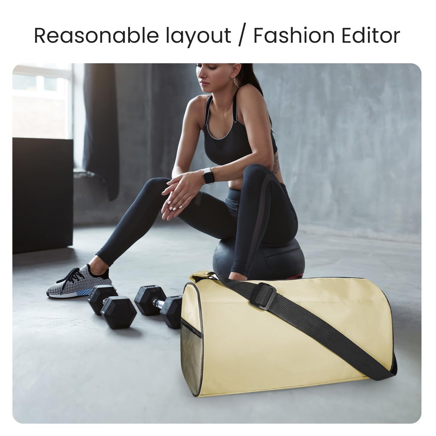 C&F BOGMOST Small Gym Bag for Women & Men,Small Lightweight Duffel Bag Carry On Bags Mini Duffel Travel Bag Waterproof Sports Bags for Workout/Sport/Travel, Beige