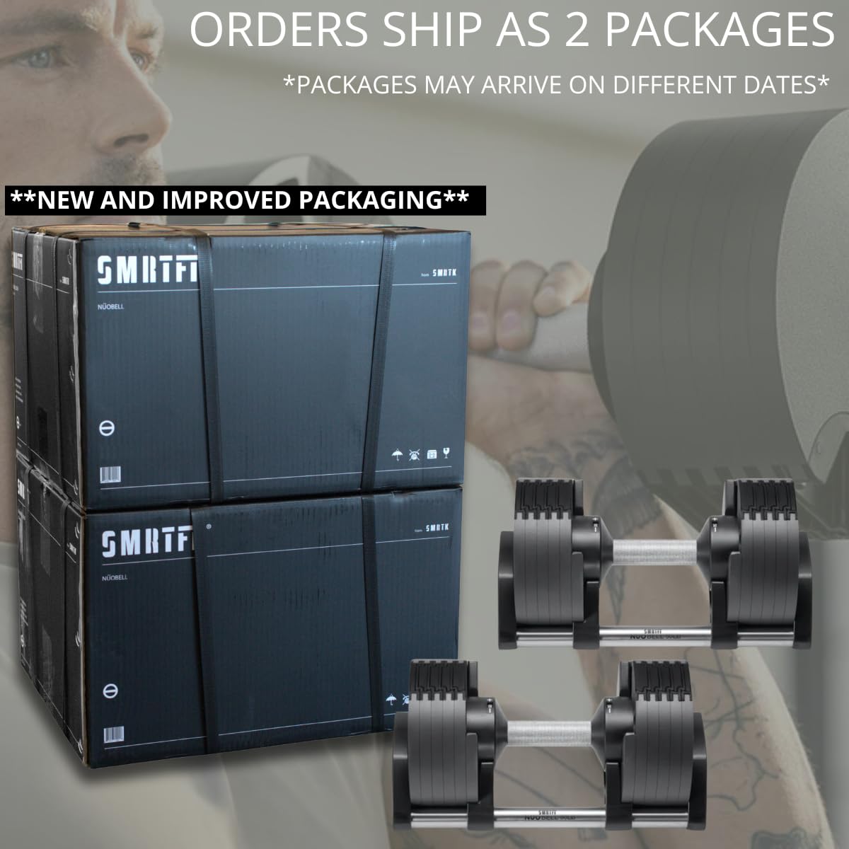 SMRTFT NUOBELL Adjustable Dumbbells 5–80 lb Set | Original NUOBELL | 16 Weights in 1 for Home Gym Strength Training | Steel-Knurled Handle | Space-Saving Dumbbell Set of 2 | 2-Year Warranty