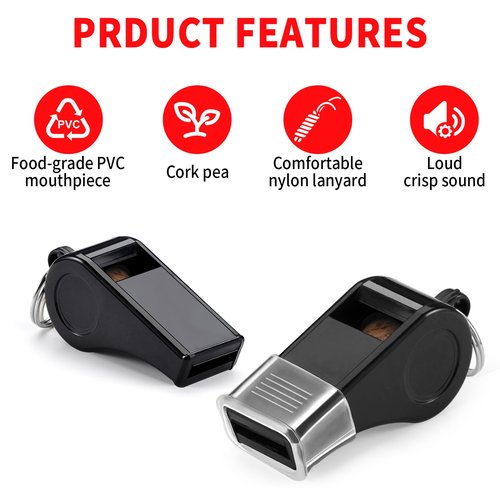 SPORTIC Whistle，3 Pack Durable Plastic Whistles with Lanyards – Loud Crisp Sound for Coaches, Referees, Training, Emergencies, and Outdoor Activities