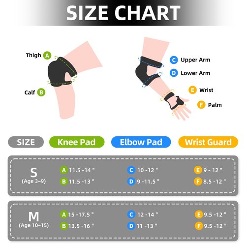 Nattork Knee Pads, Elbow Pads&Wrist Guards for Kids Youth Adults, 6 in 1 Protective Gear Set for Skateboard, Roller Skate, Inline Skates, Cycling and Scooter Boys Girls Blue Age 3-8