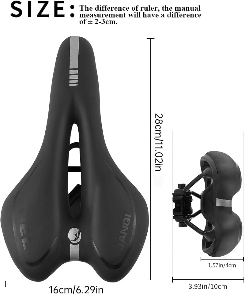 MSDADA Gel Bike Seat Saddle with Small Black Variation – Comfort Memory Foam Waterproof Cushion