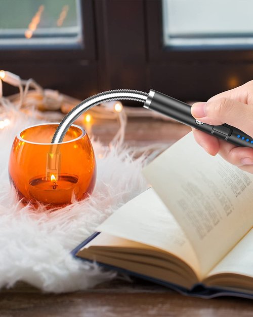 VEHHE Candle Lighter, Electric Rechargeable Arc Lighter with LED Battery Display Long Flexible Neck USB Lighters for Light Candles Gas Stoves Camping Barbecue