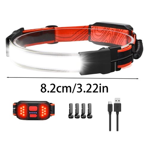 LED Headlamp 1000 Lumens Wide 230° Beam USB Rechargeable Headlight Waterproof with Red Taillight Lightweight for Camping Hiking Running Hard Hat Work (1 Pack)