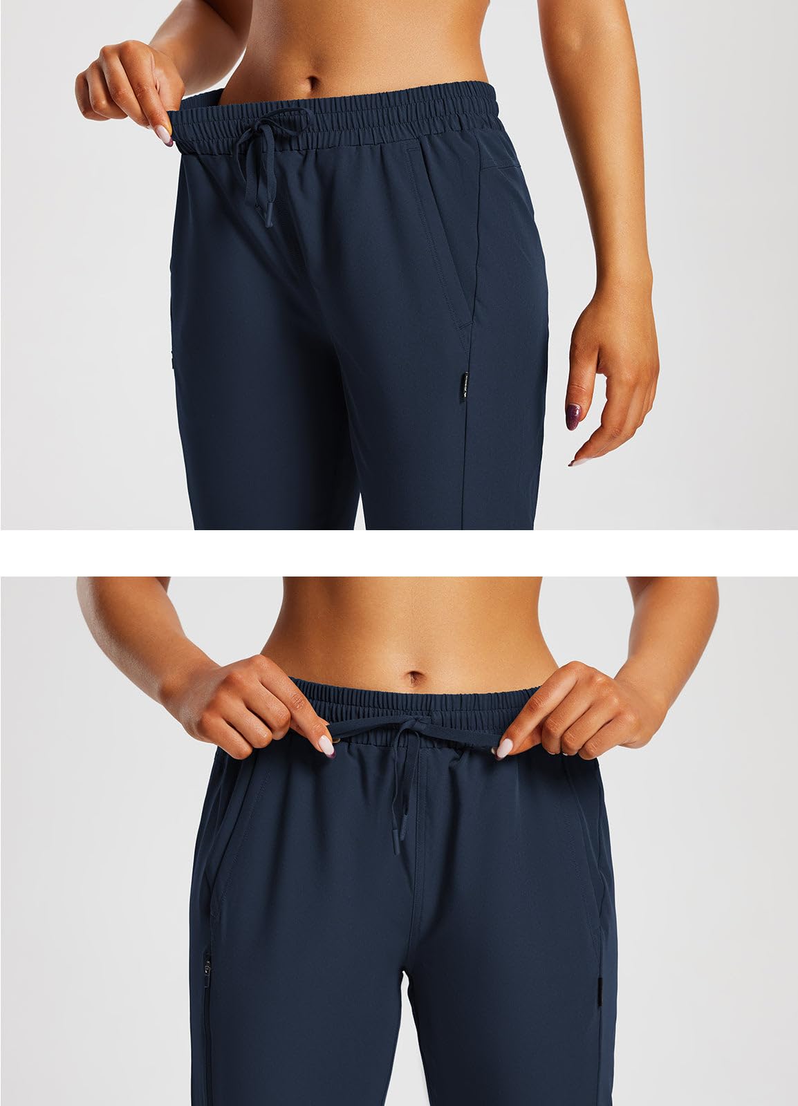 baleaf Women's Below Knee Hiking Shorts Quick Dry Lightweight Capris with Zipper Pockets UPF 50+ for Summer Travel Outdoor Dark Blue XL