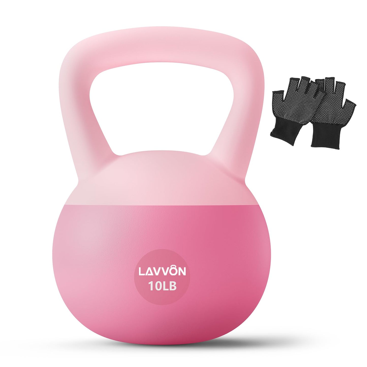 Soft Kettlebell - Cushioned Impact-Resistant Base and Anti-Slip, Kettle bell Anti-Slip Grip Weight for Home Workouts, Safe Strength Training Kettlebells Sets for Women & Men, With Non-slip Gloves (Pink, 5LB)