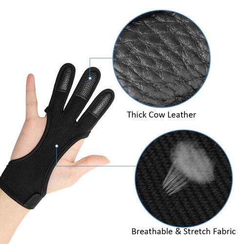 Coolrunner Archery Glove - Three Finger Leather Archery Protective Shooting Gloves for Kids, Protective Gear Accessories (S)