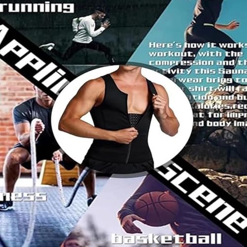 krautain Men's Zipper Waist Trainer Trimmer Vest Sweat for Men Under Clothes Compression Shirt Body Shaper Compression Undershirts(3PCS,X-Large)